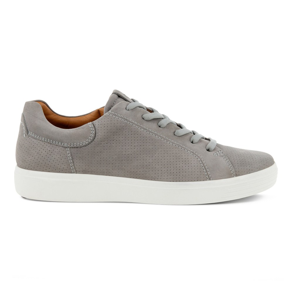 Mens Sneakers - ECCO Soft 7 Lace-Up - Grey - 0596LMXRY